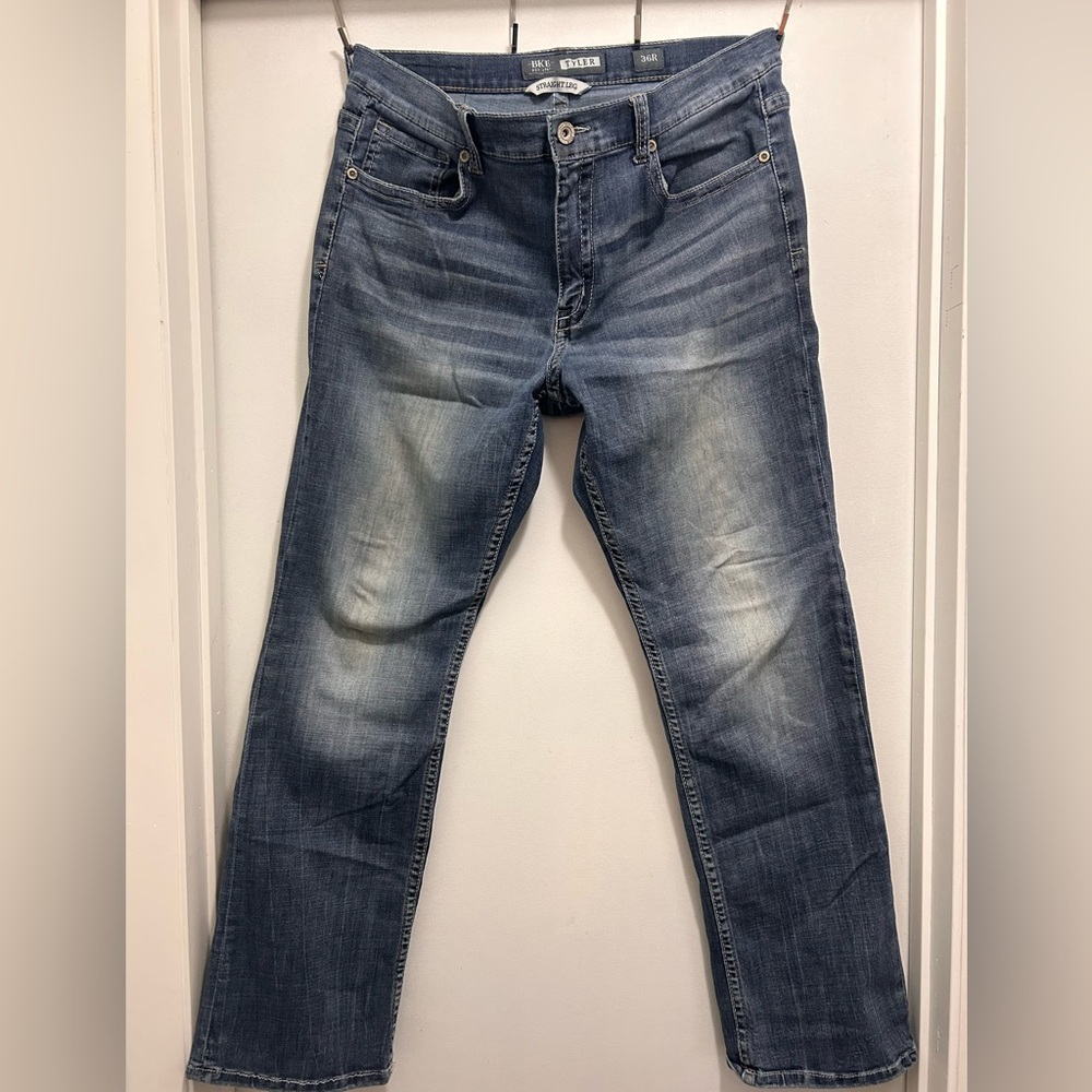 BKE Men's Faded Blue Straight Jeans